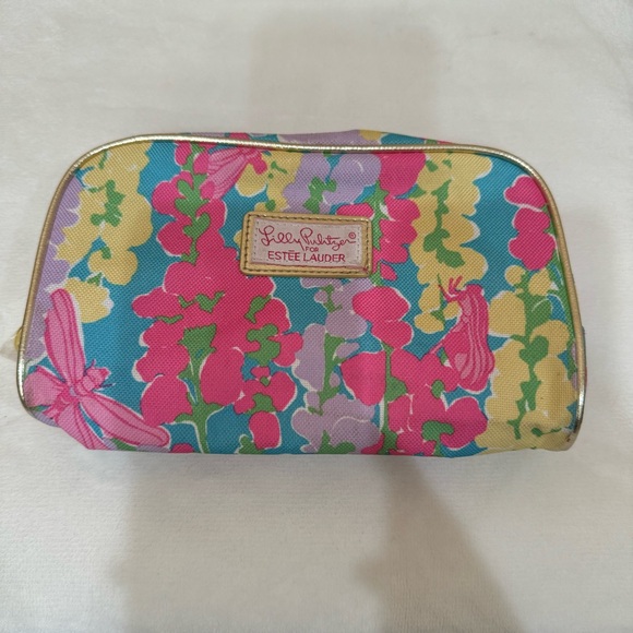 Lilly Pulitzer Estee Lauder Makeup Bag Cosmetic Pouch Case Floral Dragonfly - Picture 13 of 13